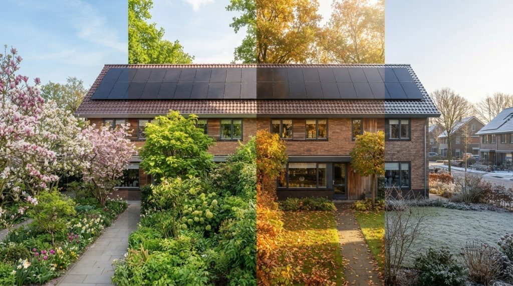 Opbrengst zonnepanelen per seizoen in regio Roosendaal